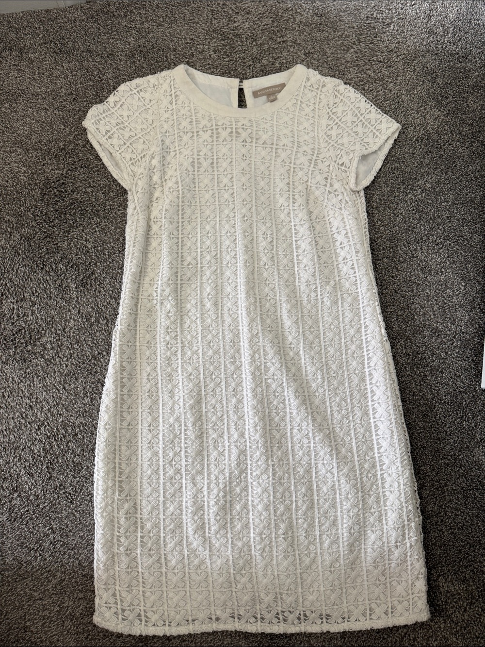 Banana Republic White Lace Midi Shift Dress